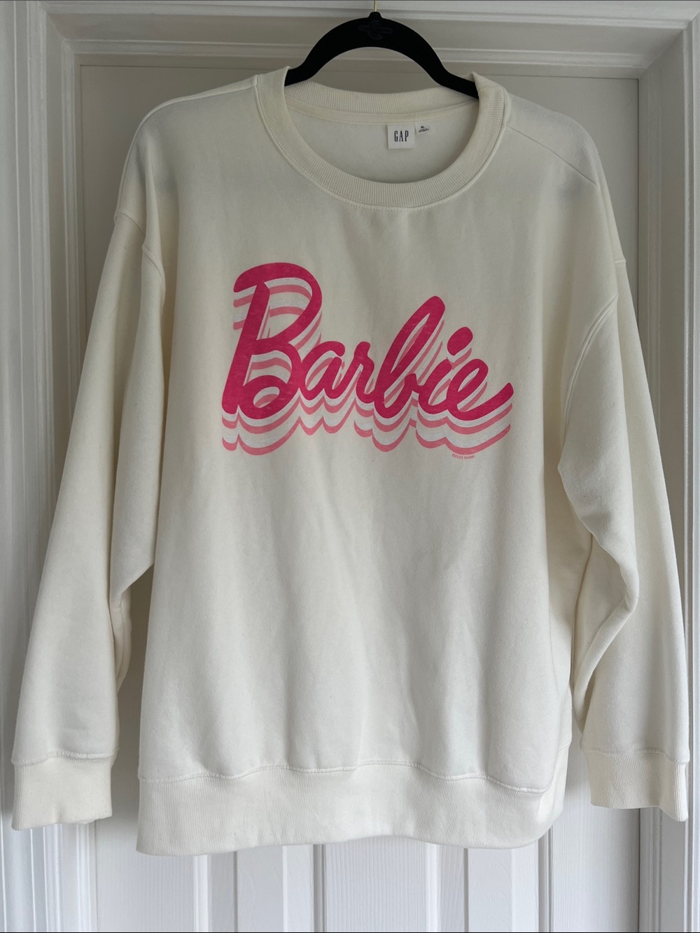 Gap Barbie XL White Sweatshirt / EUC / NWOT / Barbie Logo / Oversized